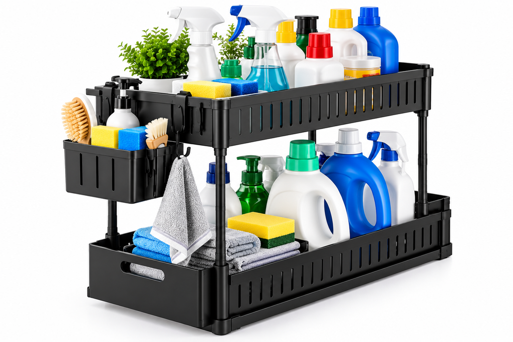 2-Tier Pull-Out Under Sink Organizer – Space-Saving Storage Rack  Copy
