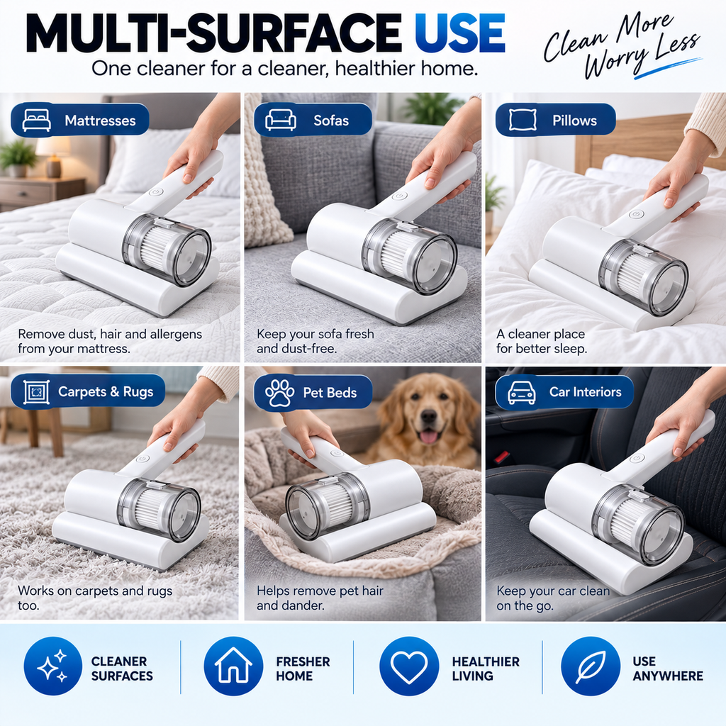 Cordless UV-C Mattress Vacuum Cleaner – Rechargeable Dust & Mite Cleaner