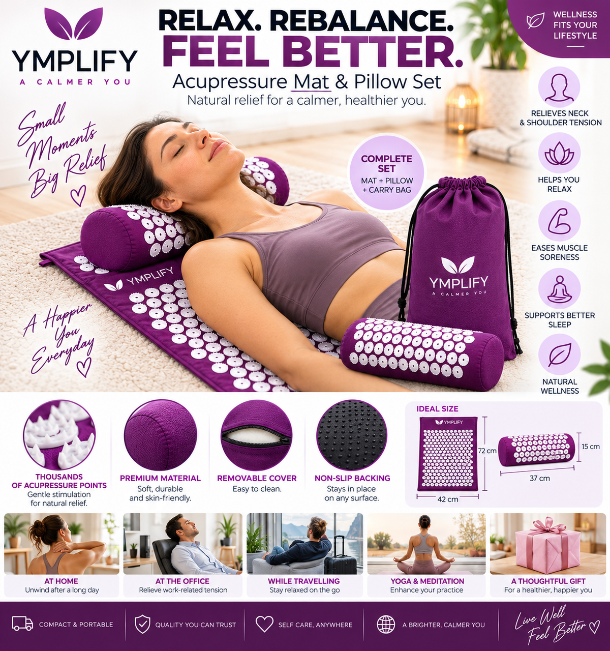Acupressure Mat & Pillow Set – Relaxation Massage Mat