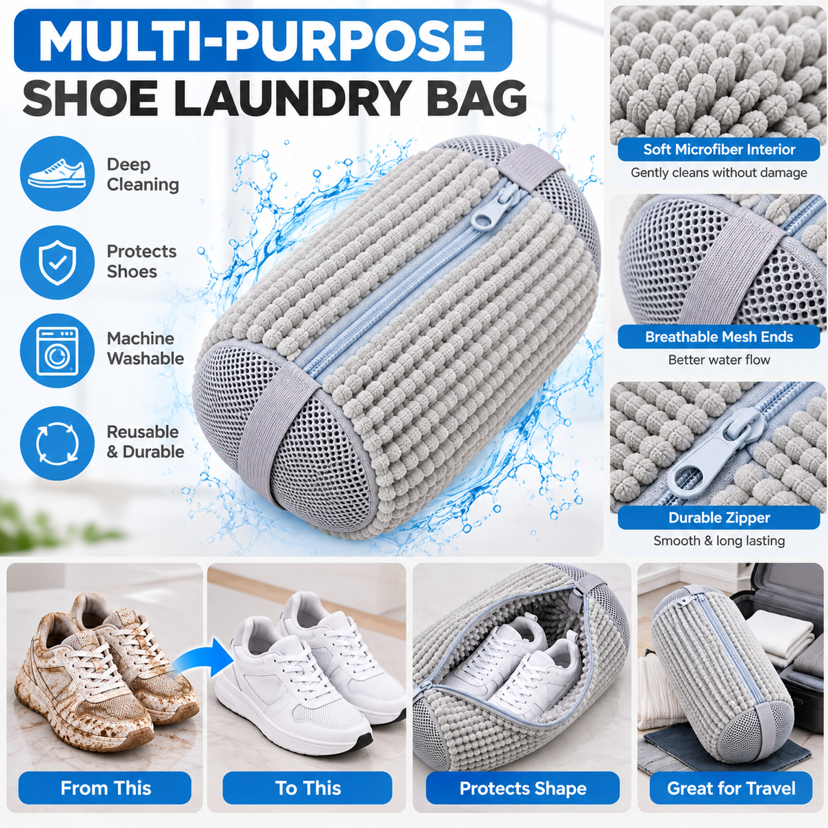 Shoe Washing Machine Bag – Reusable Sneaker Laundry Protector