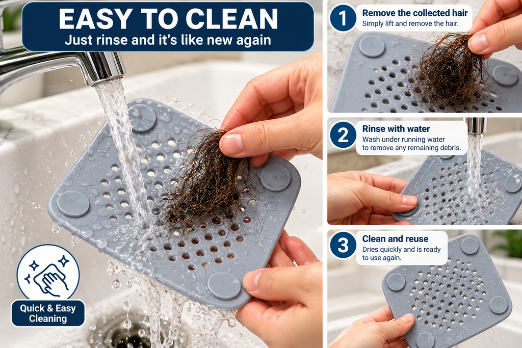 Silicone Shower Drain Hair Catcher – Reusable Anti-Clog Filter