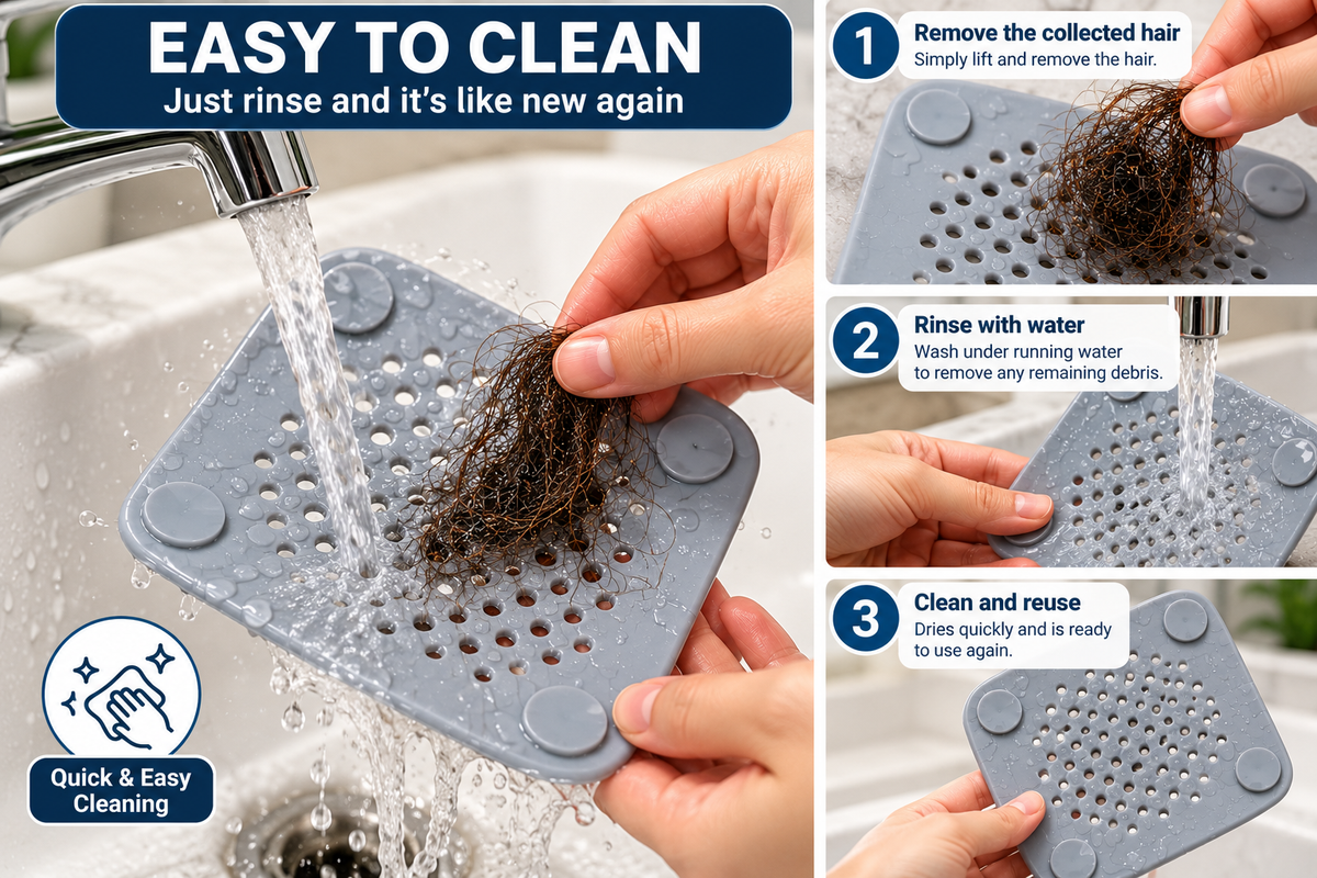 Silicone Shower Drain Hair Catcher – Reusable Anti-Clog Filter