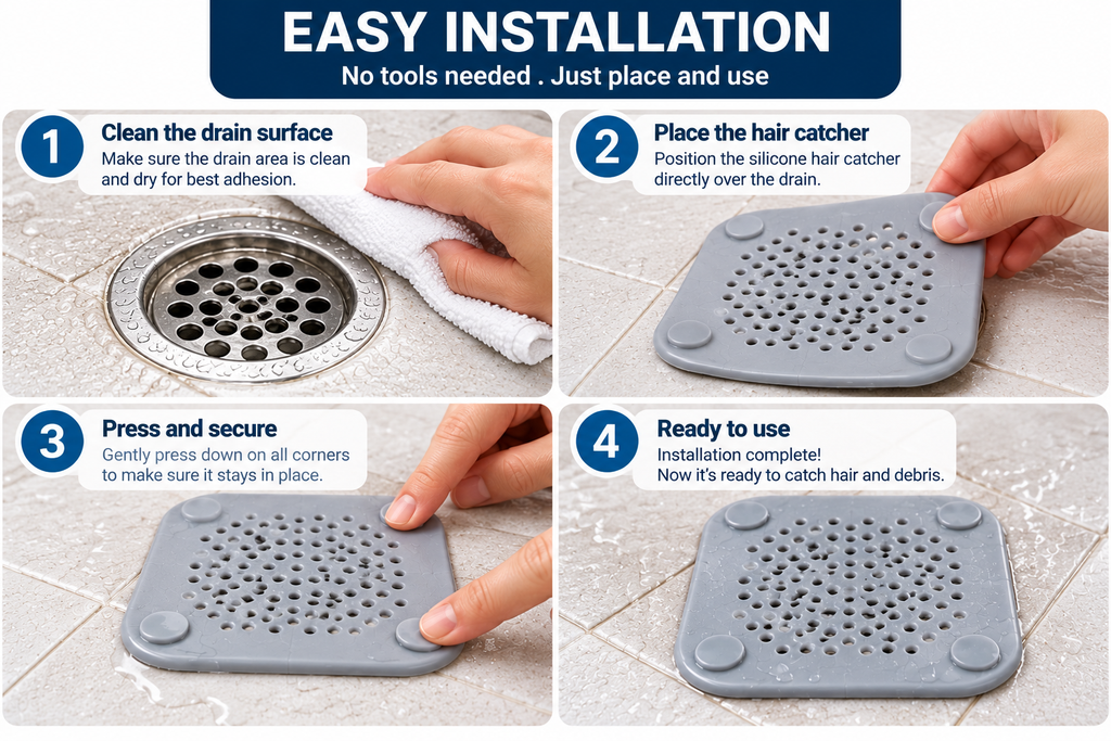 Silicone Shower Drain Hair Catcher – Reusable Anti-Clog Filter