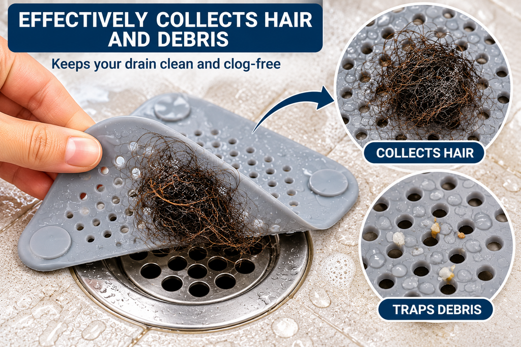 Silicone Shower Drain Hair Catcher – Reusable Anti-Clog Filter