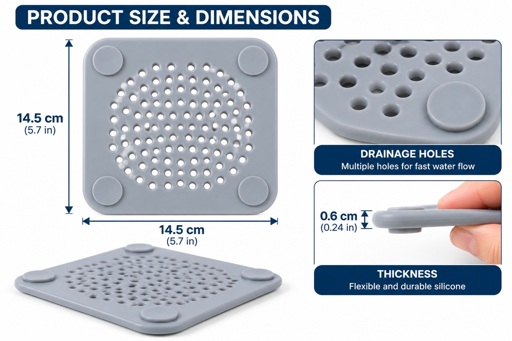 Silicone Shower Drain Hair Catcher – Reusable Anti-Clog Filter